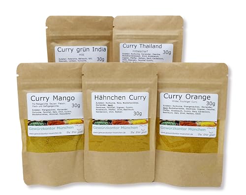 5 Curry Mischungen Probierset -2 Gewürzkontor München … von Gewürzkontor München Tu´ Dir gut!