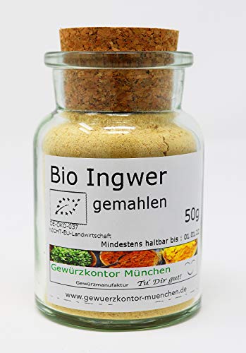 Bio Ingwer gemahlen 50g im Glas Gewürzkontor München von Gewürzkontor München Tu´ Dir gut!