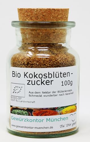 Bio Kokosblütenzucker 100g im Glas Gewürzkontor München von Gewürzkontor München Tu´ Dir gut!