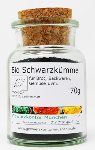 Bio Schwarzkümmel ganz 70g im Glas Gewürzkontor München von Gewürzkontor München Tu´ Dir gut!