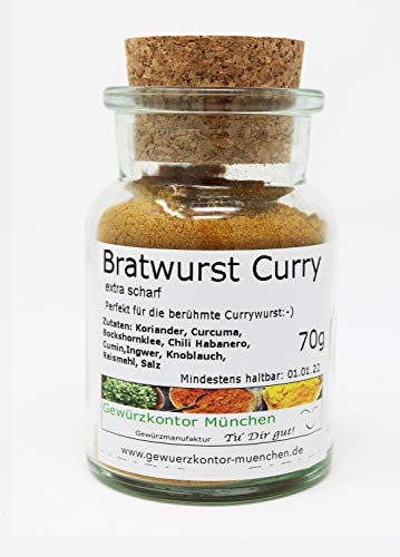 Bratwurst Curry Pulver extra scharf 70g im Glas Gewürzkontor München von Gewürzkontor München Tu´ Dir gut!