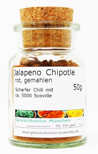 Chili Jalapeno Chipotle rot gemahlen 50g im Glas von Gewürzkontor München Tu´ Dir gut!