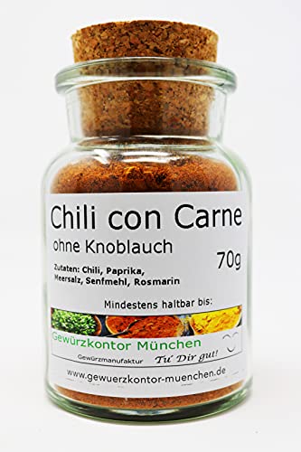 Chili con Carne ohne Knoblauch 70g im Glas Gewürzkontor München Chili con Carne ohne Knoblauch 70g im Glas Gewürzkontor München von Gewürzkontor München Tu´ Dir gut!