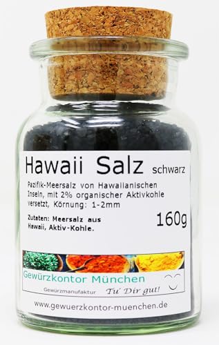 Hawaii Salz Schwarz, Black Lava Salz 160g Glas von Gewürzkontor München Tu´ Dir gut!