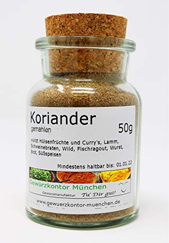 Koriander gemahlen 50g im Glas Gewürzkontor München von Gewürzkontor München Tu´ Dir gut!