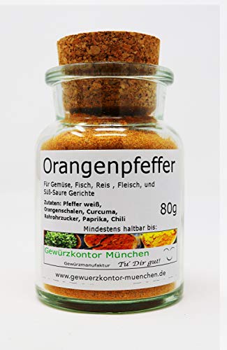 Orangenpfeffer 80g im Glas Gewürzkontor München von Gewürzkontor München Tu´ Dir gut!