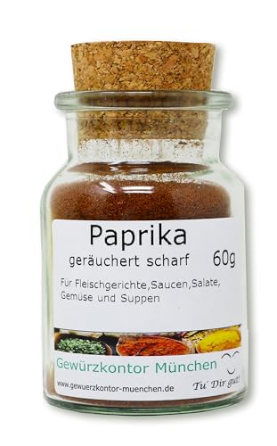 Paprika geräuchert scharf Spanien 60g im Glas Gewürzkontor München von Gewürzkontor München Tu´ Dir gut!