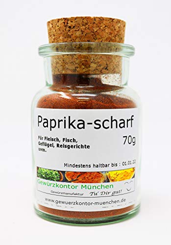 Paprika scharf Spanien im Glas 70g Gewürzkontor München von Gewürzkontor München Tu´ Dir gut!