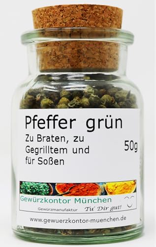 Pfeffer grün ganz, luftgetrocknet 50g im Glas Gewürzkontor München von Gewürzkontor München Tu´ Dir gut!