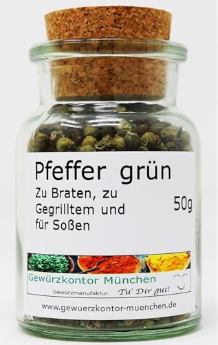 Pfeffer grün ganz, luftgetrocknet 50g im Glas Gewürzkontor München Pfeffer grün ganz, luftgetrocknet 50g im Glas Gewürzkontor München von Gewürzkontor München Tu´ Dir gut!