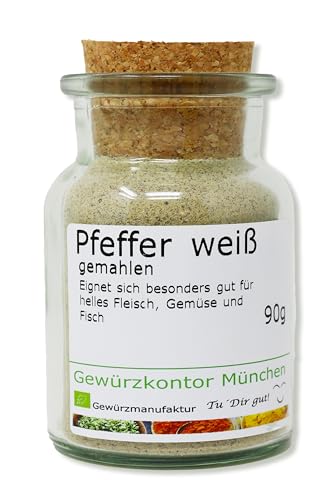 Pfeffer weiß gemahlen 90g im Glas Gewürzkontor München von Gewürzkontor München Tu´ Dir gut!