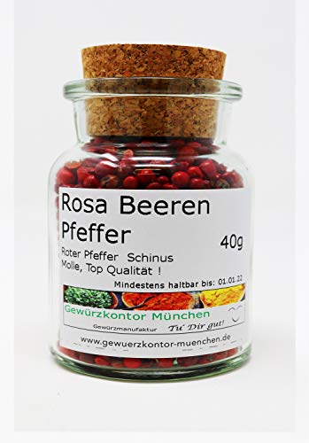 Roter Pfeffer, Rosa Beeren 40g im Glas Gewürzkontor München von Gewürzkontor München Tu´ Dir gut!
