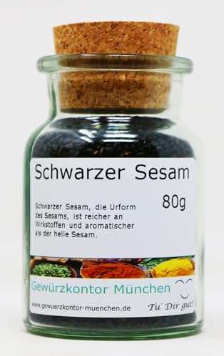 Schwarzer Sesam 80g im Glas Gewürzkontor München von Gewürzkontor München Tu´ Dir gut!