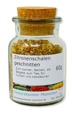 Zitronenschalen geschnitten 60g in Glas Gewürzkontor München von Gewürzkontor München Tu´ Dir gut!