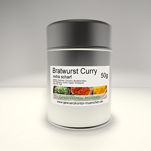 Bratwurst Curry extra scharf 50g im Streuer Gewürzkontor München von Gewürzkontor München Tu´ Dir gut!