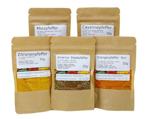 Gourmet Pfeffer Mischungen Probierset -1 von Gewürzkontor München Tu´ Dir gut!