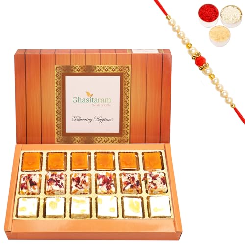 Choco Honey and Mango Delight Sweets 18 pcs with Beads Rakhi Choco Honey and Mango Delight Sweets 18 pcs with Beads Rakhi von Ghasitaram Gifts