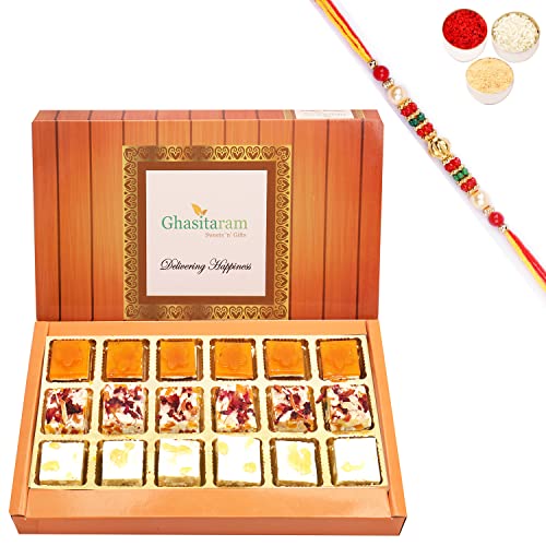 Choco Honey and Mango Delight Sweets 24 pcs with Beads Rakhi Choco Honey and Mango Delight Sweets 24 pcs with Beads Rakhi von Ghasitaram Gifts