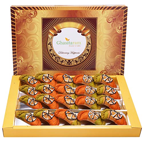 Ghasitaram Gift Holi Sweets, Holi Gifts, Holi Hamper Tirangi Gujiya 800 GMS |Gift for Diwali,Holi,Rakhi,Valentine,Christmas,Birthday,Anniversary,Her,Him| von Ghasitaram Gifts