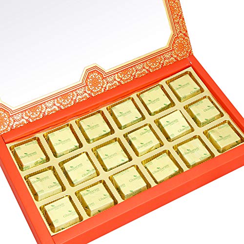 Ghasitaram Gifts Diwali Gifts Diwali Chocolates - 18 pcs Orange Printed Mixed Nuts Chocolate Box von Ghasitaram Gifts