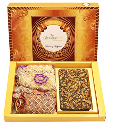 Ghasitaram Gifts Diwali Gifts Diwali Chocolates - Big Box of Walnut Chocolate Bark, Almonds and Namkeen Pouch von Ghasitaram Gifts