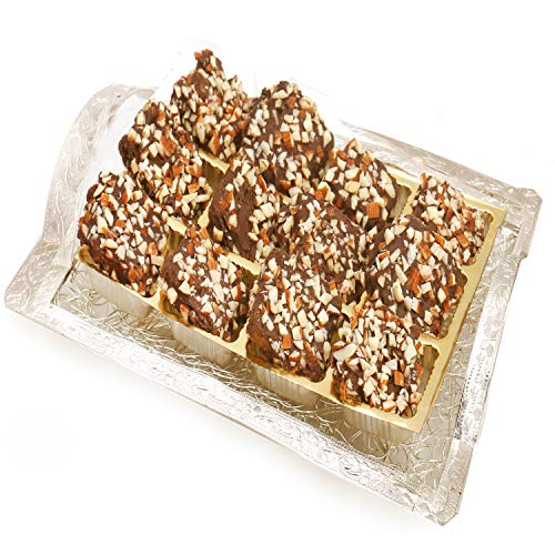 Ghasitaram Gifts Diwali Gifts Diwali Chocolates - Silver Mesh English Chocolate Brittles Tray von Ghasitaram Gifts