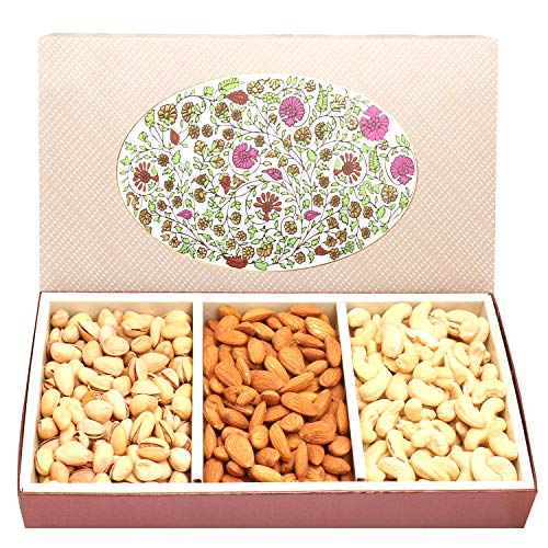 Ghasitaram Gifts Diwali Gifts Diwali Dryfruit - 3 Part Eco Cashew Almonds Pistachio Box 450 GMS von Ghasitaram Gifts