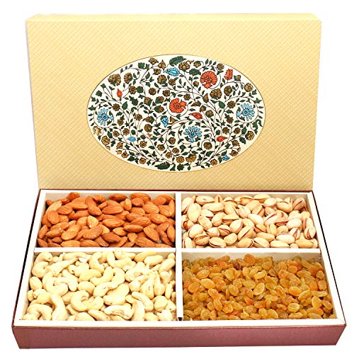 Ghasitaram Gifts Diwali Gifts Diwali Dryfruit - 4 Part Echo Print Dryfruit Box 600 GMS von Ghasitaram Gifts