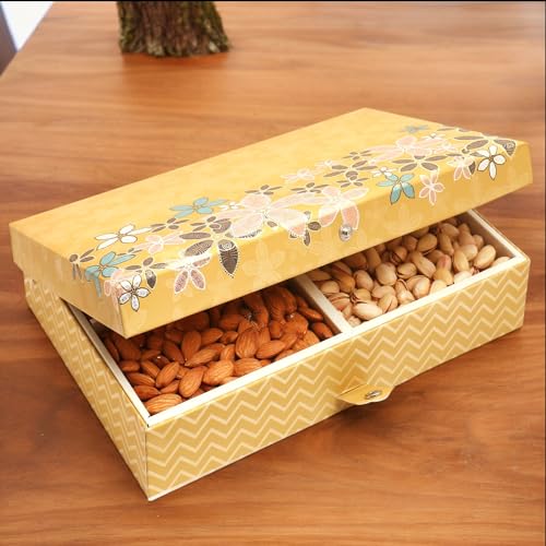 Ghasitaram Gifts Diwali Gifts Diwali Dryfruit - Gold 4 Part Print Dryfruit Box 600 GMS von Ghasitaram Gifts