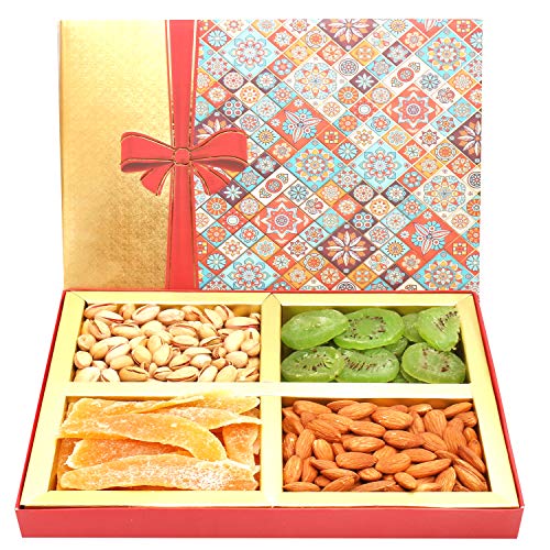 Ghasitaram Gifts Diwali Gifts Diwali Dryfruit - Printed Bow Assorted Dryfruit Box 400 GMS von Ghasitaram Gifts