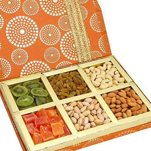 Ghasitaram Gifts Diwali Gifts Diwali Dryfruit - Satin 6 Part Assorted Dryfruit Box von Ghasitaram Gifts