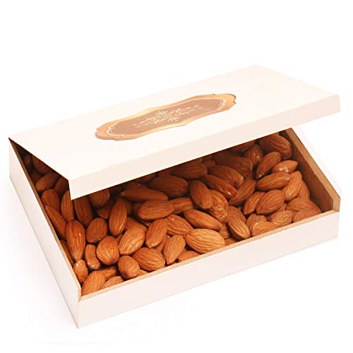 Ghasitaram Gifts Diwali Gifts Diwali Dryfruit - White Wooden Almond Box von Ghasitaram Gifts