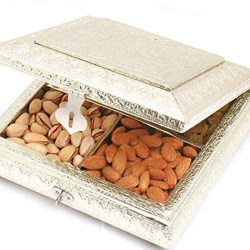 Ghasitaram Gifts Diwali Gifts Diwali Dryfruits - Minakari Silver Assorted Dryfruit Box B-210 von Ghasitaram Gifts
