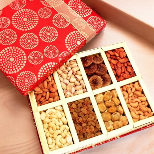 Ghasitaram Gifts Diwali Gifts Diwali Dryfruits - Satin Dryfruit Box (8 Part 50 G = 400 Gms) von Ghasitaram Gifts