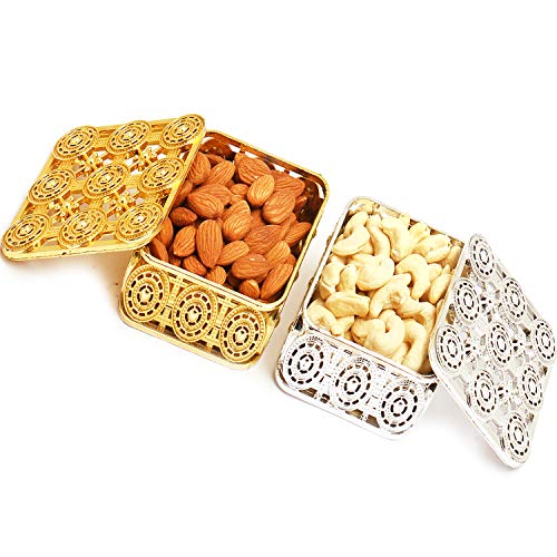 Ghasitaram Gifts Diwali Gifts Diwali Dryfruits - Silver and Gold Almonds and Cashews Boxes von Ghasitaram Gifts