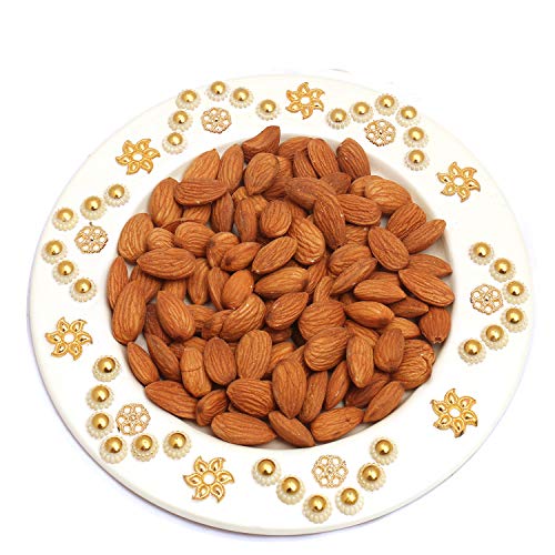 Ghasitaram Gifts Diwali Gifts Diwali Dryfruits - White Metal Almond Thali Ghasitaram Gifts Diwali Gifts Diwali Dryfruits - White Metal Almond Thali von Ghasitaram Gifts