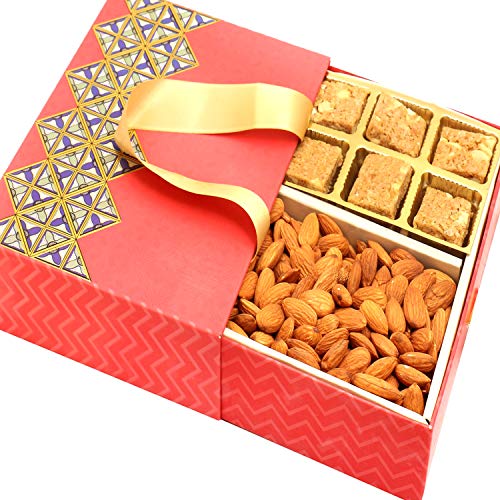 Ghasitaram Gifts Diwali Gifts - Diwali Hampers 2 Part Almonds and Garula Bites Bag Box von Ghasitaram Gifts