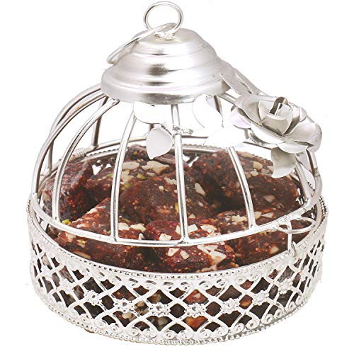 Ghasitaram Gifts Diwali Gifts - Diwali Hampers Silver Sugarfree Dates, Figs Bites Cage von Ghasitaram Gifts