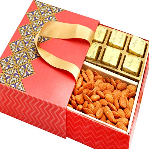 Ghasitaram Gifts Diwali Gifts Diwali Sugafree Chocolates 2 Part Almonds and Sugarfree Chocolates Bag Box von Ghasitaram Gifts