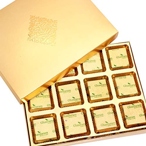 Ghasitaram Gifts Diwali Gifts Diwali Sugarfree Chocolates - Golden 12 pcs Roasted Almond Sugarfree Chocolates Box von Ghasitaram Gifts