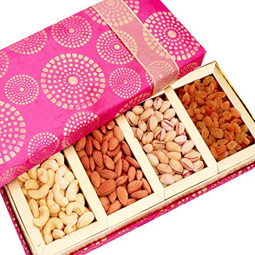 Ghasitaram Gifts Diwali Gifts Dry Fruit - Satin 4 part Dry Fruit Box von Ghasitaram Gifts