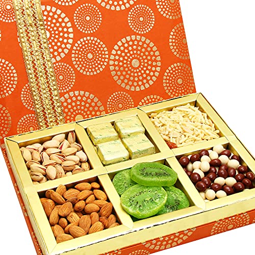 Ghasitaram Gifts Diwali Gifts Dry Fruits Hamper -Satin 6 Part Hamper Box von Ghasitaram Gifts