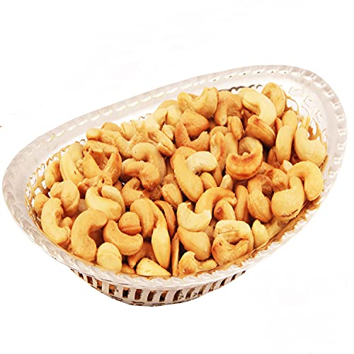 Ghasitaram Gifts Diwali Gifts Dry Fruits Hamper - Silver Oval Bowl with Roasted Cashews von Ghasitaram Gifts