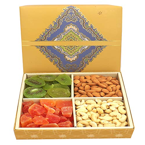 Ghasitaram Gifts Diwali Gifts Dryfruits - 4 Part Assorted Dryfruits SQ Box von Ghasitaram Gifts
