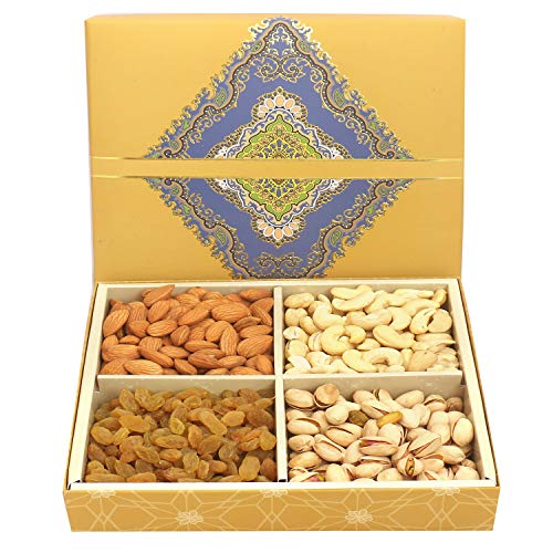 Ghasitaram Gifts Diwali Gifts Dryfruits - 4 Part Dryfruits SQ Box von Ghasitaram Gifts