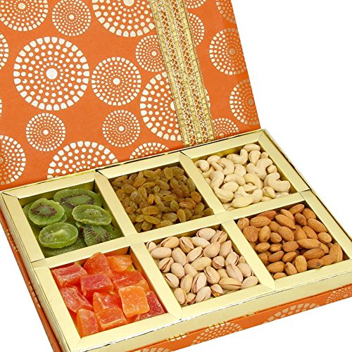 Ghasitaram Gifts Diwali Gifts Dryfruits - Satin 6 Part Assorted Dryfruit Box von Ghasitaram Gifts