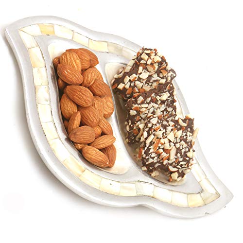 Ghasitaram Gifts Diwali Gifts Hamper - Silver 2 Part English Chocolate Brittles and Almonds Tray von Ghasitaram Gifts