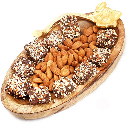 Ghasitaram Gifts Diwali Gifts - Hamper - Wooden Almond and English Brittle Chocolate Platter von Ghasitaram Gifts