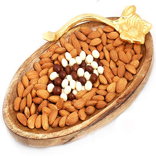 Ghasitaram Gifts Diwali Gifts - Hamper - Wooden Almond and Nutties Platter von Ghasitaram Gifts