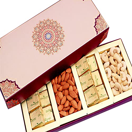 Ghasitaram Gifts Diwali Gifts Long Fusion Cashews,Almonds, Chocolates Box Hamper von Ghasitaram Gifts